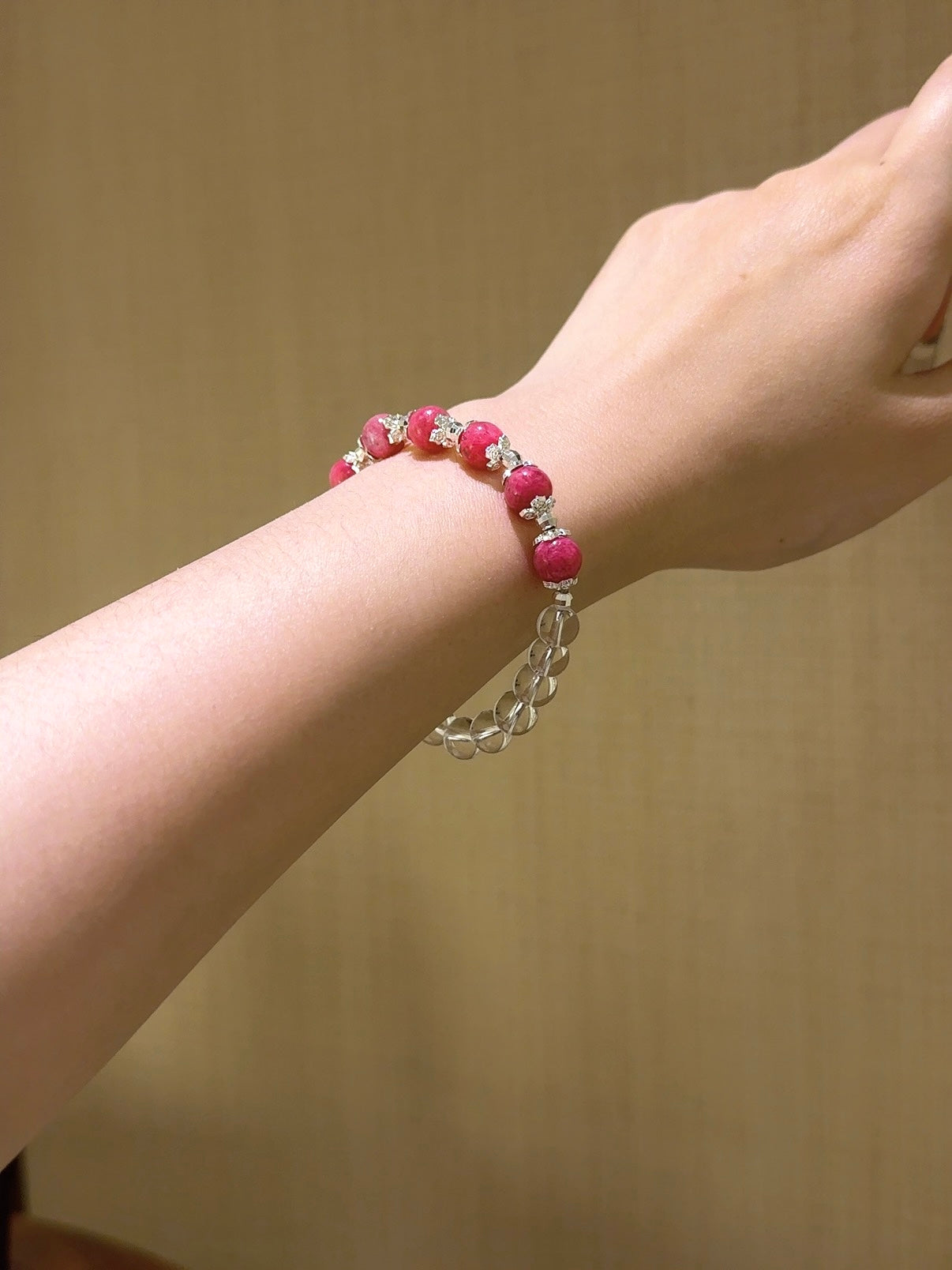 ▫️▪️ Rose stone white crystal bracelet